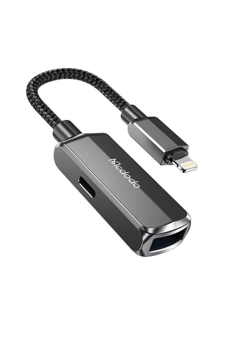 Mcdodo CA-2690 OTG 2-in-1 Converter Adapter | Lightning to USB 3.0 & Charging Port | OTG Cable for iPhone & iPad | Data Transfer & Fast Charging Splitter | Plug & Play Adapter for Flash Drives, Keyboards, USB Devices | Lightweight & Travel Friendly - Image 1