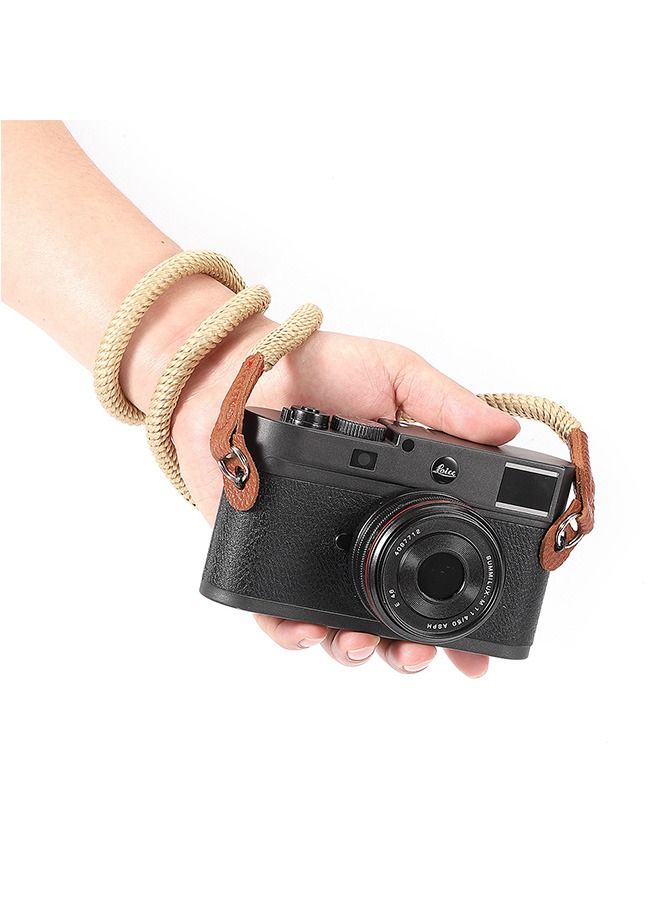 Camera Carrying to Weave Wrist Strap, Adjustable Leather Nylon Camera Storage Safety Handstrap, Shock Absorbing Camera Shoulder Strap (Off White)  - Image 4