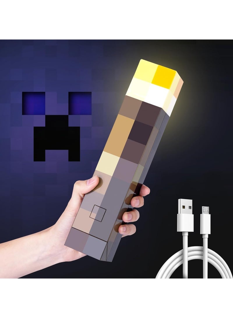 RATSAW Wall Mounted Torch Lamp LED Night Light USB Rechargeable Minecraft Design Lighting (Classic design) - Image 3