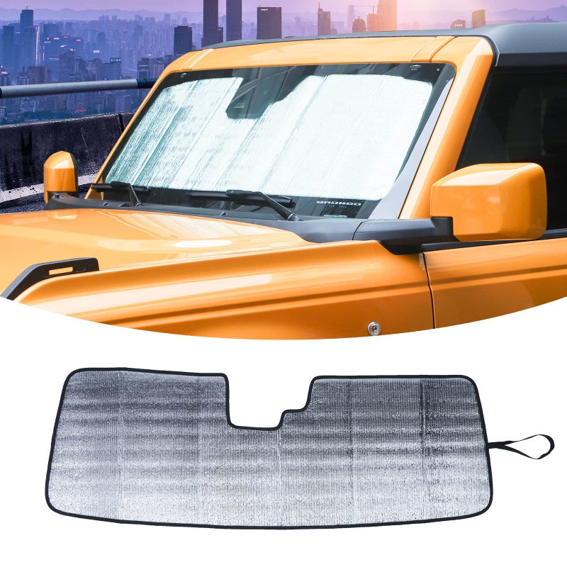 HTHE for Ford Bronco 2021 2022 Windshield Sunshade Truck Window Sun Shade Foldable Sun Visor for Ford Bronco 2021 not Suit for Sports