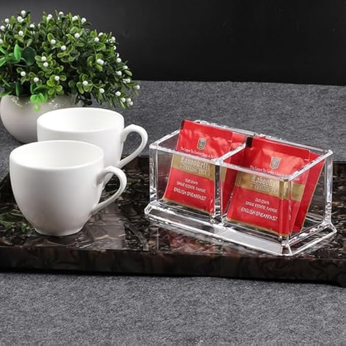 Yakri Acrylic Tea Bags Holder Coffee Sugar Bag Case Guest Room Storage Boxes  Holder For Tea Bags Small Packets SweetenersSugar Packet Coffee Condiment L166*W82*H75Cm - Image 4