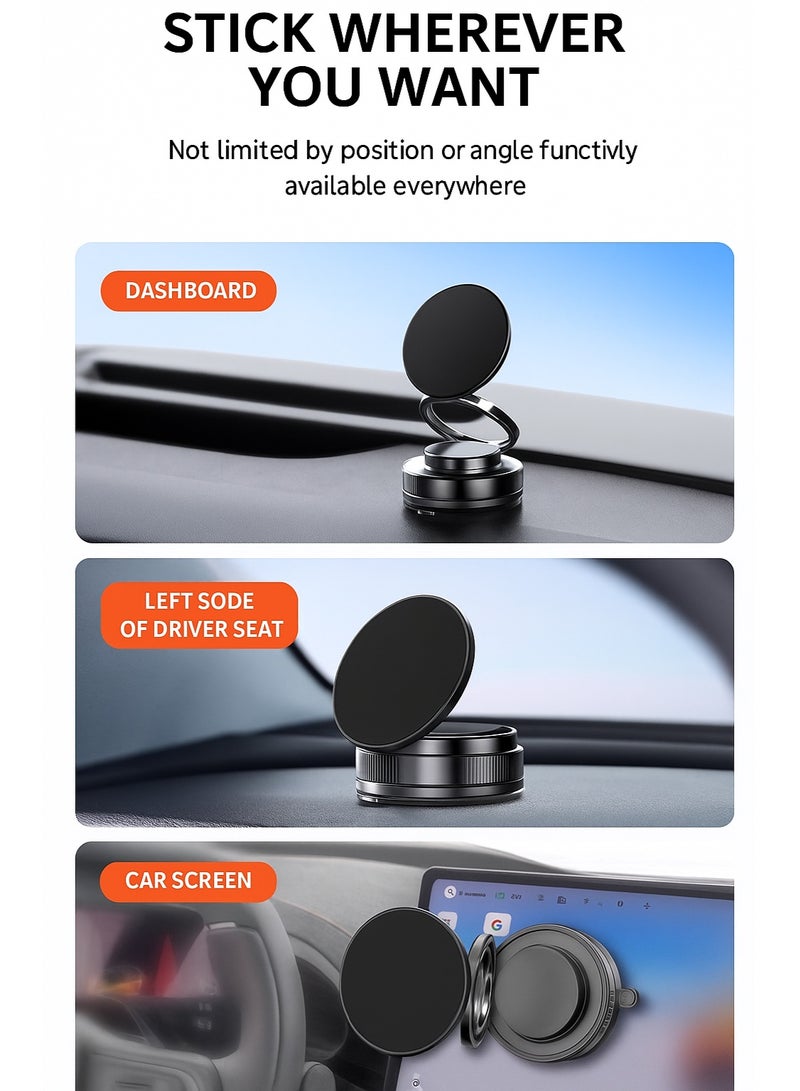 Vacuum Magnetic Phone Mount for Car | 360° Rotatable Phone Holder, Mini Car Phone Mount, Foldable Stand with Magnetic Ring for Mirror/Shower/Smooth Surface,for all Smartphone - Image 3