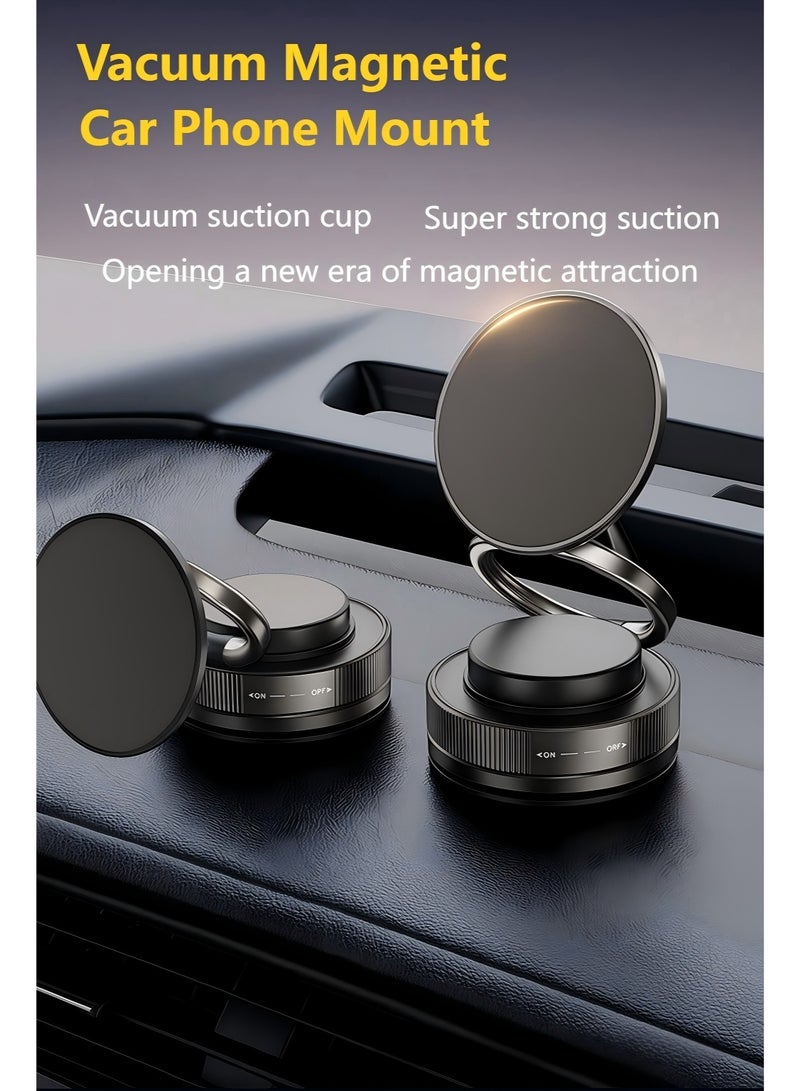 Vacuum Magnetic Phone Mount for Car | 360° Rotatable Phone Holder, Mini Car Phone Mount, Foldable Stand with Magnetic Ring for Mirror/Shower/Smooth Surface,for all Smartphone - Image 2