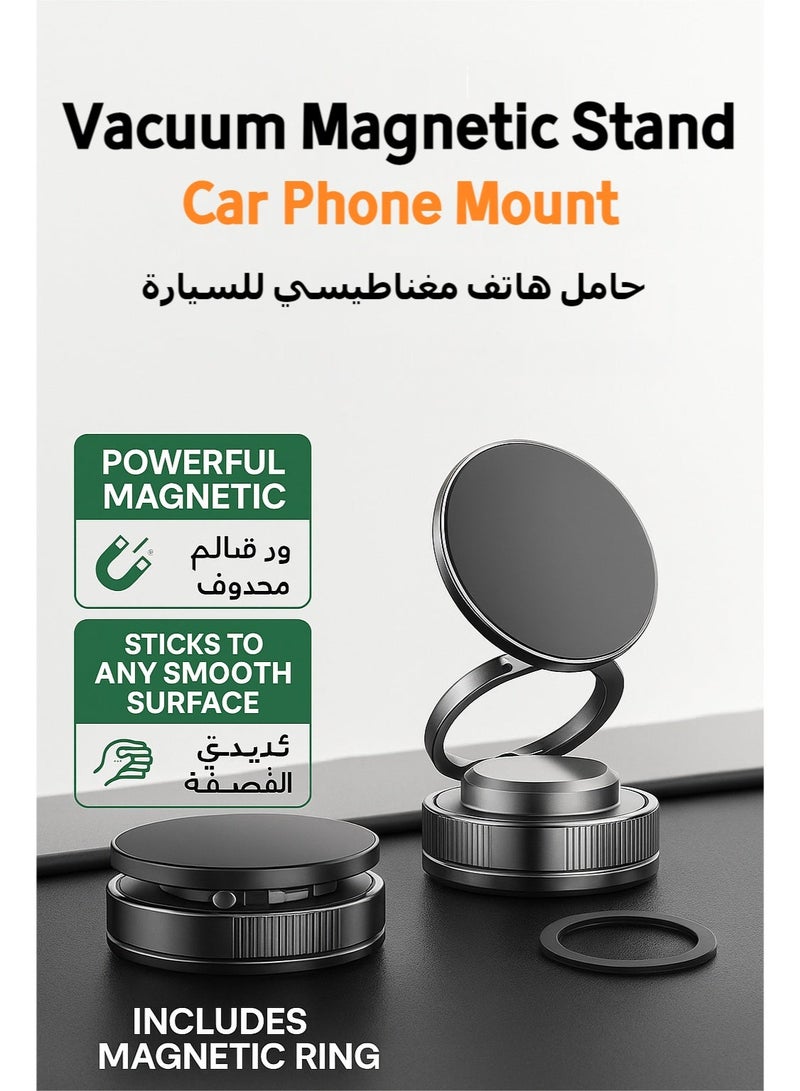 Vacuum Magnetic Phone Mount for Car | 360° Rotatable Phone Holder, Mini Car Phone Mount, Foldable Stand with Magnetic Ring for Mirror/Shower/Smooth Surface,for all Smartphone - Image 1