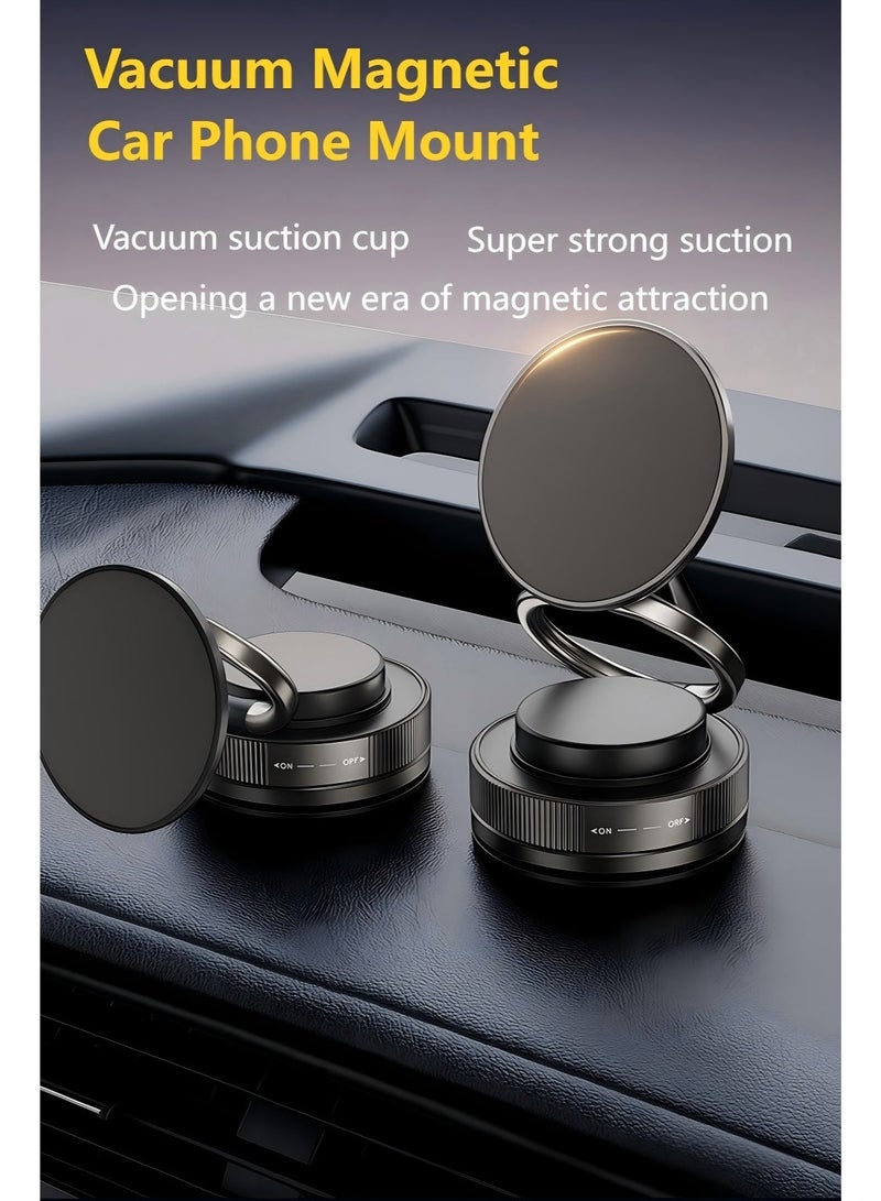 Vacuum Magnetic Phone Mount for Car | 360° Rotatable Phone Holder, Mini Car Phone Mount, Foldable Stand with Magnetic Ring for Mirror/Shower/Smooth Surface,for all Smartphone - Image 3