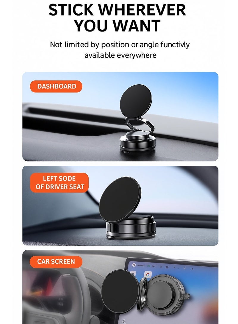 Vacuum Magnetic Phone Mount for Car | 360° Rotatable Phone Holder, Mini Car Phone Mount, Foldable Stand with Magnetic Ring for Mirror/Shower/Smooth Surface,for all Smartphone - Image 4