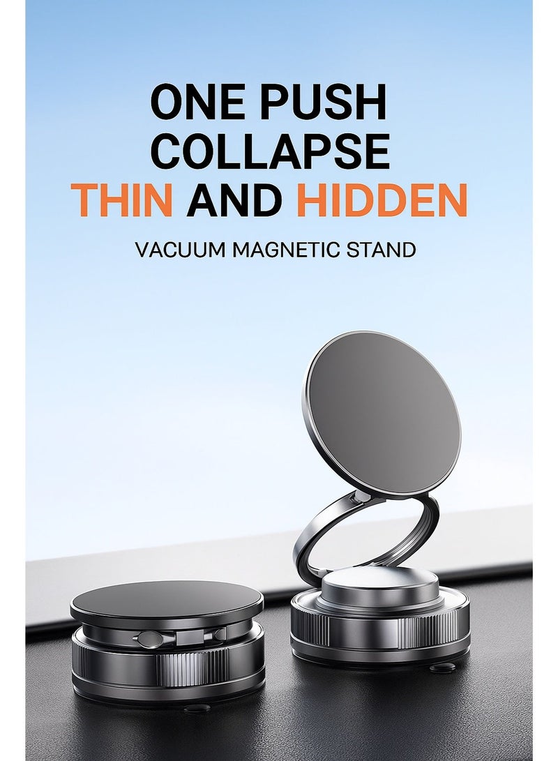 Vacuum Magnetic Phone Mount for Car | 360° Rotatable Phone Holder, Mini Car Phone Mount, Foldable Stand with Magnetic Ring for Mirror/Shower/Smooth Surface,for all Smartphone - Image 2
