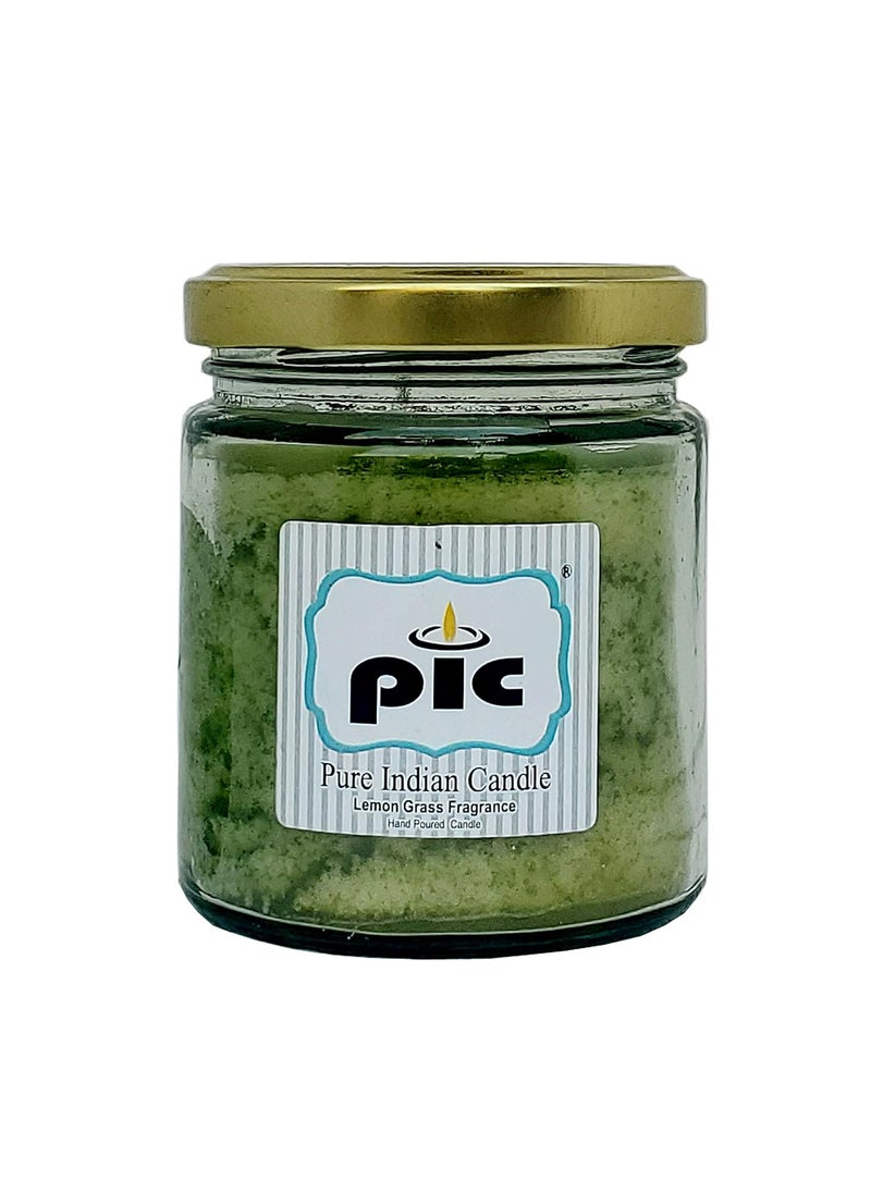 PIC Pure Indian Candle Handmade Green Citronella and Camphor Fragrance Decorative Salsa Jar Candle (Pack of 1 Pcs.)  - Image 1