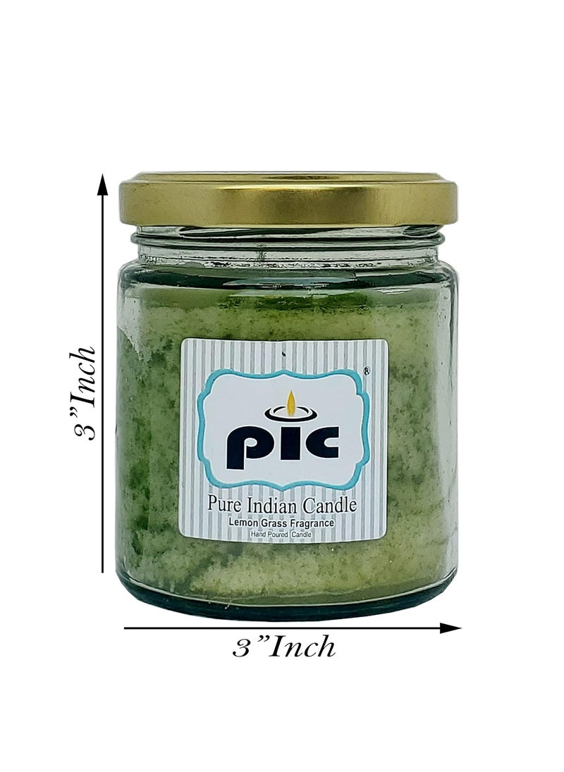 PIC Pure Indian Candle Handmade Green Citronella and Camphor Fragrance Decorative Salsa Jar Candle (Pack of 1 Pcs.)  - Image 2