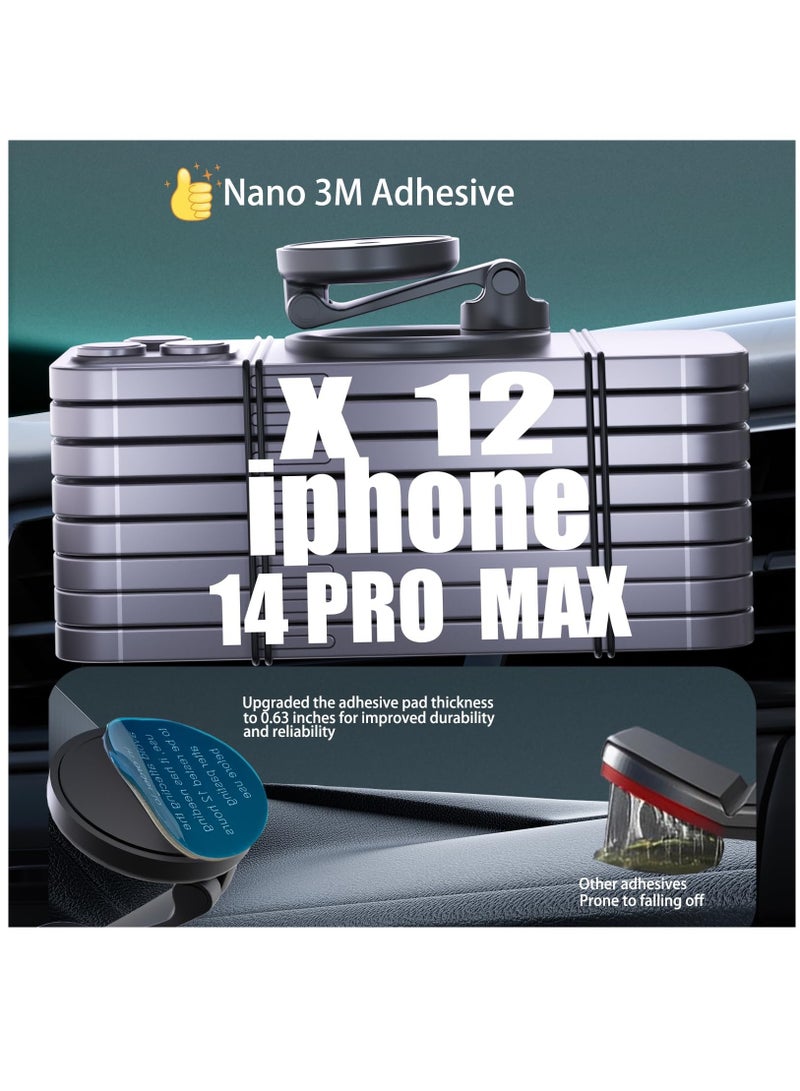 Excefore For Magsafe Car Mount Magnetic Phone Holder For Car Zinc Alloy Foldable Hands-Free iPhone Car Mount Compatible With iPhone 15 14 13 12 Pro Max And All Phone, New Upgrades - Image 3