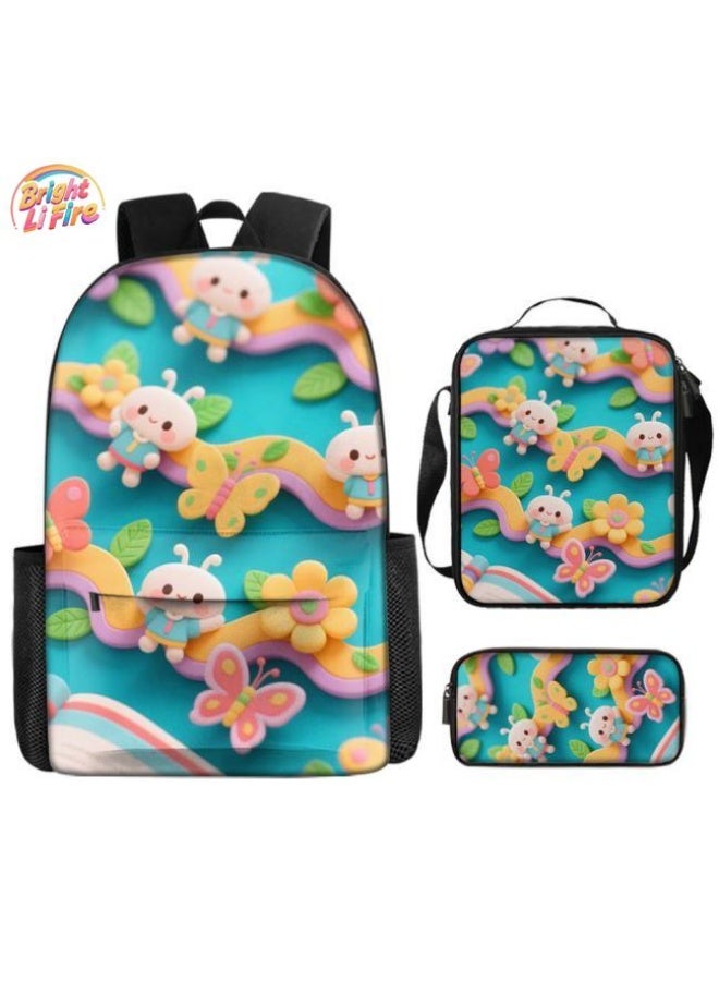 Bright Li Fire Unlock the fashion style of children's fun! Three-piece bag set, cartoon elements make children and teenagers super stylish (students, children, friends outings, mountain climbing, schooling, etc. are available) - 7  - Image 1