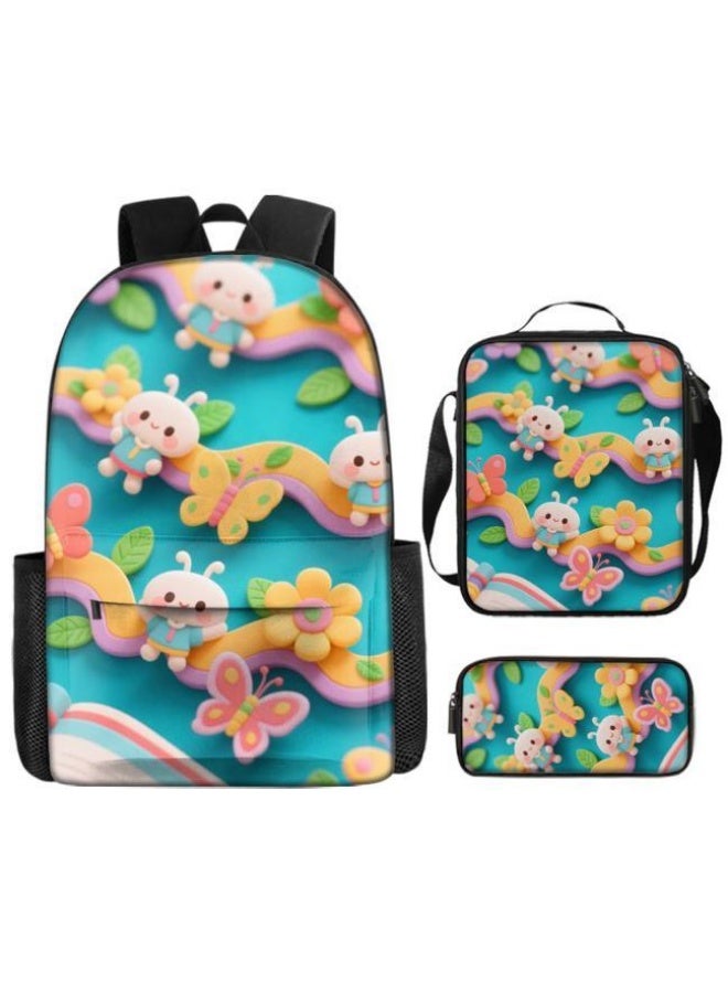 Bright Li Fire Unlock the fashion style of children's fun! Three-piece bag set, cartoon elements make children and teenagers super stylish (students, children, friends outings, mountain climbing, schooling, etc. are available) - 7  - Image 2