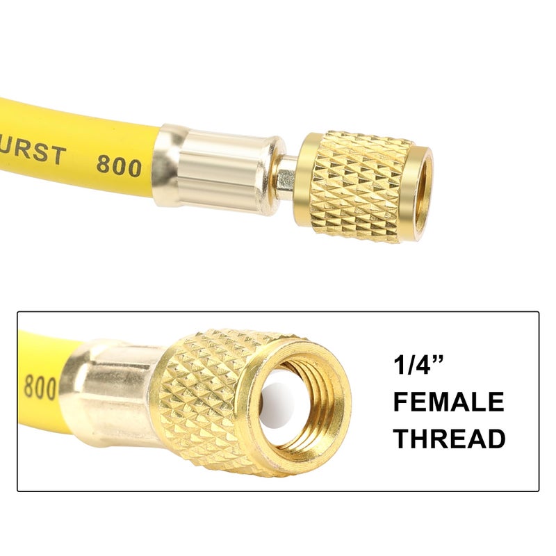 Hromee AC Refrigerant Hose, 60 Inch HVAC Charging Hose with 1/4â€ SAE Flare, 800 PSI Working Pressure for Air Condition System - Image 3