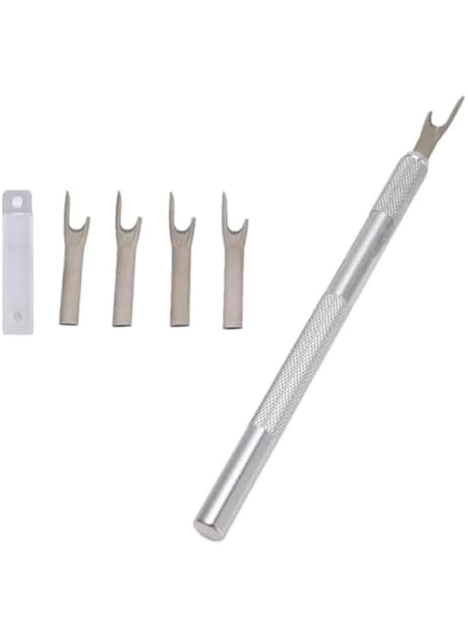 Seam Cutter, 5 Piece Metal Seam Ripper Set with Replacement Blade Aluminum Alloy Handle Stitch Unpicker for Sewing - Image 1