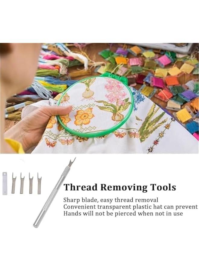 Seam Cutter, 5 Piece Metal Seam Ripper Set with Replacement Blade Aluminum Alloy Handle Stitch Unpicker for Sewing - Image 3
