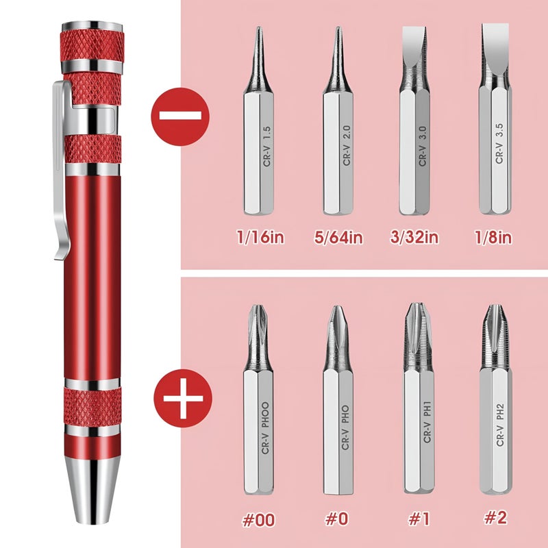 Handy Tool - Magnetic portable driver set with 8 functions including cross and minus bits, compact multi-tool designed for easy pocket storage repair - Image 5