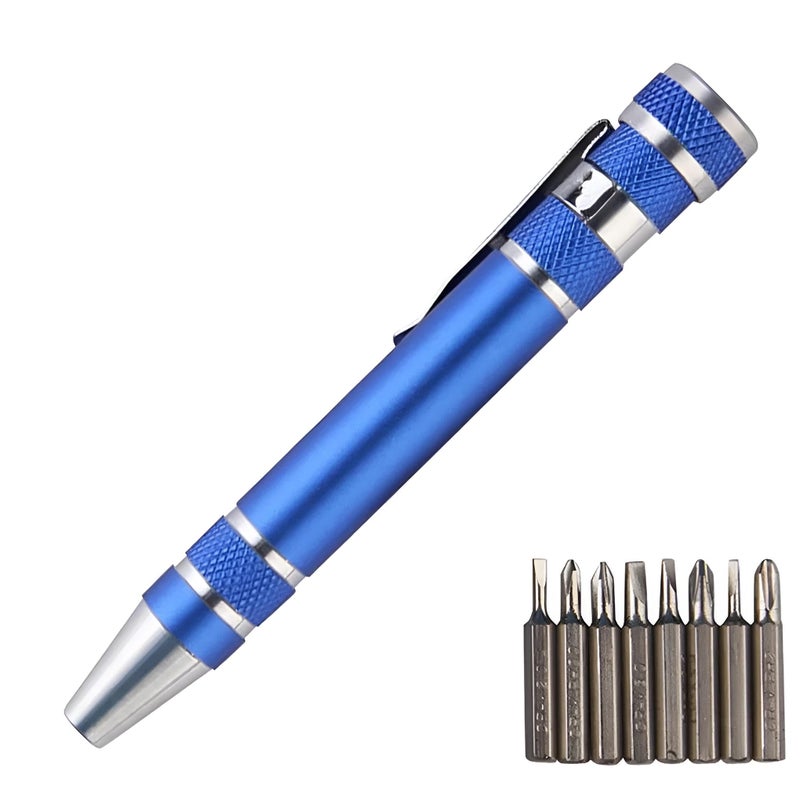 Handy Tool - Magnetic portable driver set with 8 functions including cross and minus bits, compact multi-tool designed for easy pocket storage repair - Image 1