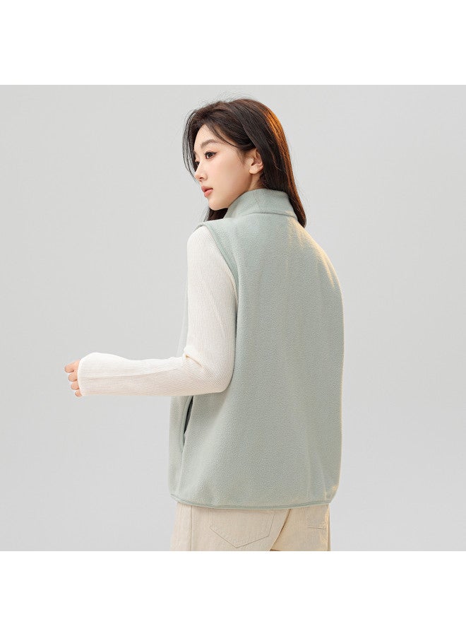 Flying in the snow Women's Simple Stand Collar Fleece Vest Fashion Casual Series Soft Home And Outdoor Vest For Autumn And Winter - Image 3
