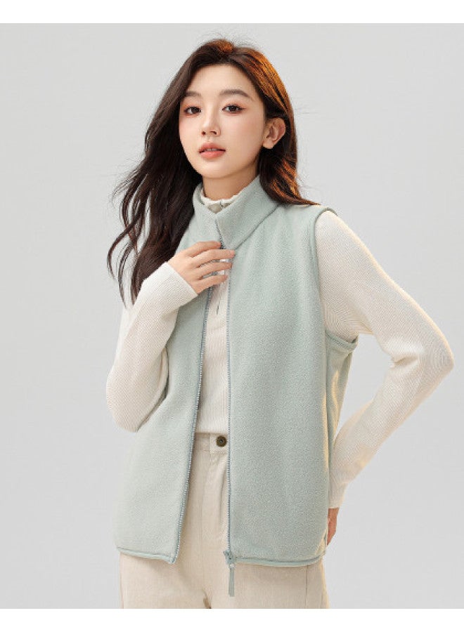 Flying in the snow Women's Simple Stand Collar Fleece Vest Fashion Casual Series Soft Home And Outdoor Vest For Autumn And Winter - Image 1