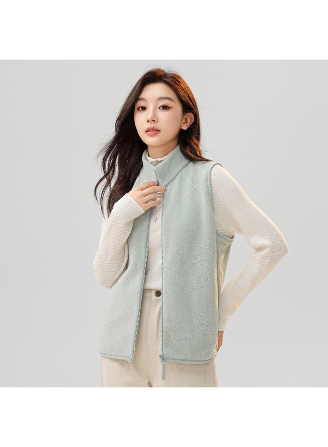 Flying in the snow Women's Simple Stand Collar Fleece Vest Fashion Casual Series Soft Home And Outdoor Vest For Autumn And Winter - Image 2