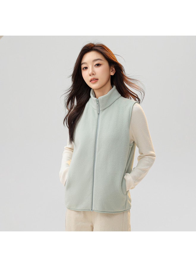 Flying in the snow Women's Simple Stand Collar Fleece Vest Fashion Casual Series Soft Home And Outdoor Vest For Autumn And Winter - Image 4