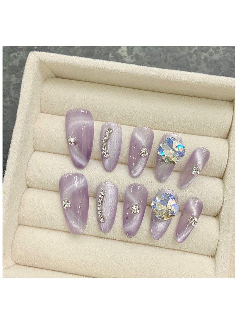 Binzo Beauty Handmade Cat Eye Press On Nails, 10pcs,Nails Art , Acrylic Nails, False Nails - Image 1