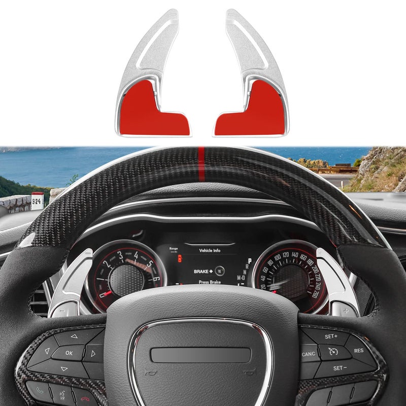 Linskip Wheel Shift Paddle Extenders for Jeep Grand Cherokee 20142021 for Dodge ChallengerCharger 2015 for Durango 20142024 for Chrysler 300300S 2015 20152017 200Silver