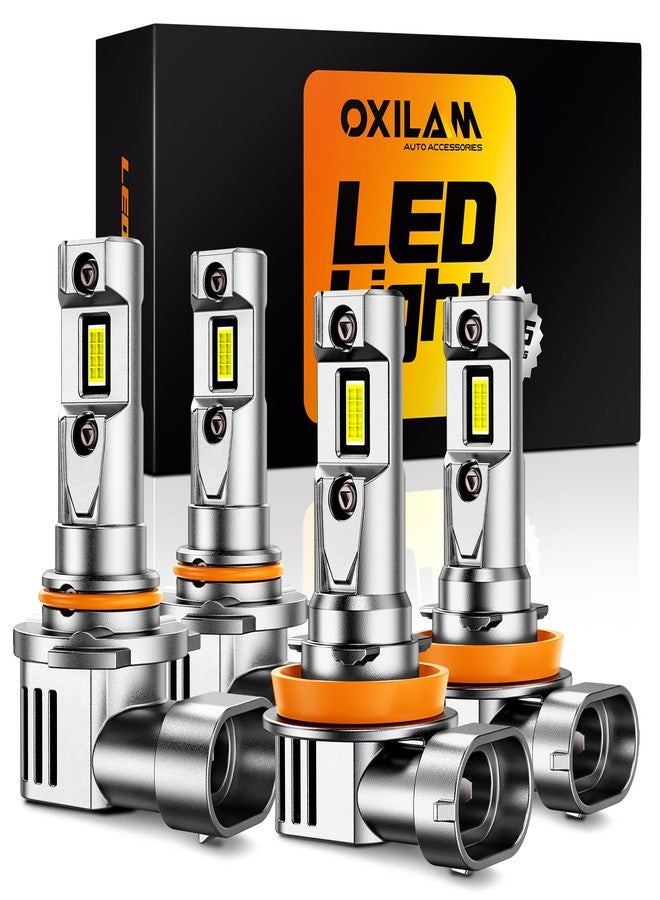 OXILAM مجموعة مصابيح OXILAM H11 9005، 86000 لومن، إضاءة بيضاء باردة 6500 كلفن، مقاس 1:1 لمصابيح السيارات 9005/HB3 H11/H9/H8، مقاومة للماء بمعيار IP68، عبوة من 4 مصابيح - Image 1