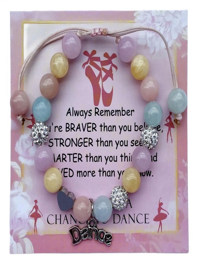 DOLON Colorful Stones Handmade Crystal Dance Charm Bracelet First Recital Stage Performance Dance Competition Encouragement Gift for Her - Image 1