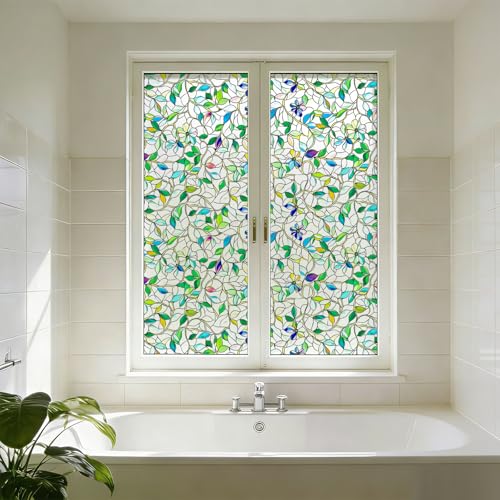 SOMWISE Frosted Glass Window Privacy Film with Tools, Heat Blocking, Anti-UV, Anti-Glare, Static Cling, Decor for Home Bathroom Door, Renter Friendly, Removable, Reusable, Green 17.5Inchx78.5Inch - Image 5