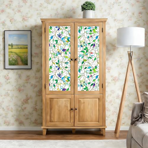 SOMWISE Frosted Glass Window Privacy Film with Tools, Heat Blocking, Anti-UV, Anti-Glare, Static Cling, Decor for Home Bathroom Door, Renter Friendly, Removable, Reusable, Green 17.5Inchx78.5Inch - Image 4
