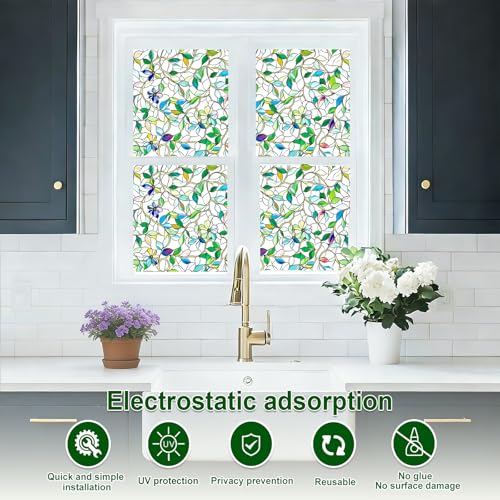 SOMWISE Frosted Glass Window Privacy Film with Tools, Heat Blocking, Anti-UV, Anti-Glare, Static Cling, Decor for Home Bathroom Door, Renter Friendly, Removable, Reusable, Green 17.5Inchx78.5Inch - Image 2