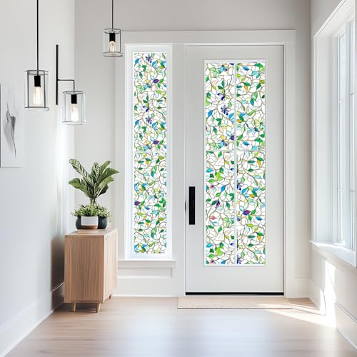 SOMWISE Frosted Glass Window Privacy Film with Tools, Heat Blocking, Anti-UV, Anti-Glare, Static Cling, Decor for Home Bathroom Door, Renter Friendly, Removable, Reusable, Green 17.5Inchx78.5Inch - Image 3