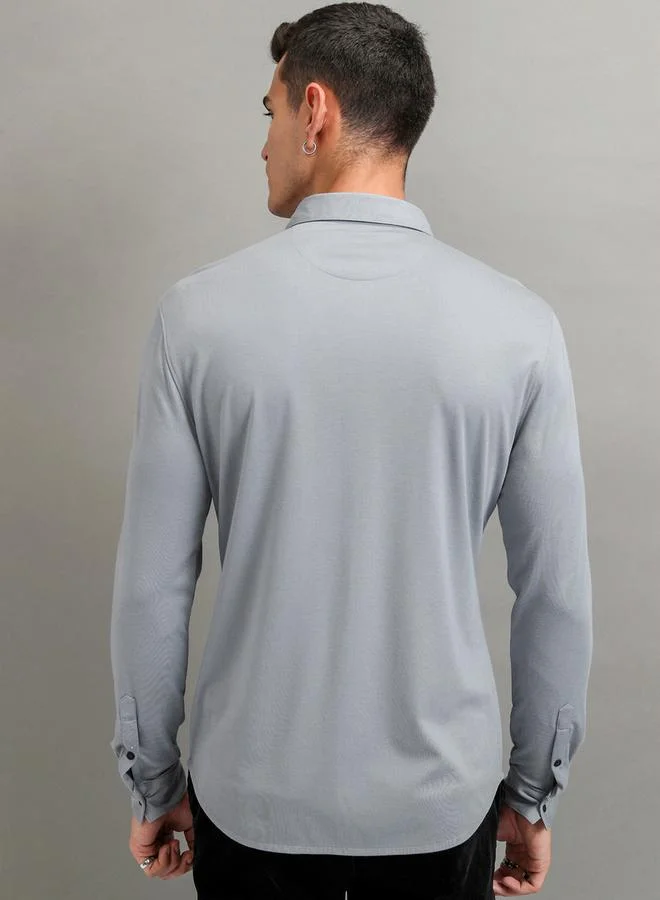 HIGHLANDER Solid Slim Fit Collared Shirt by Styli