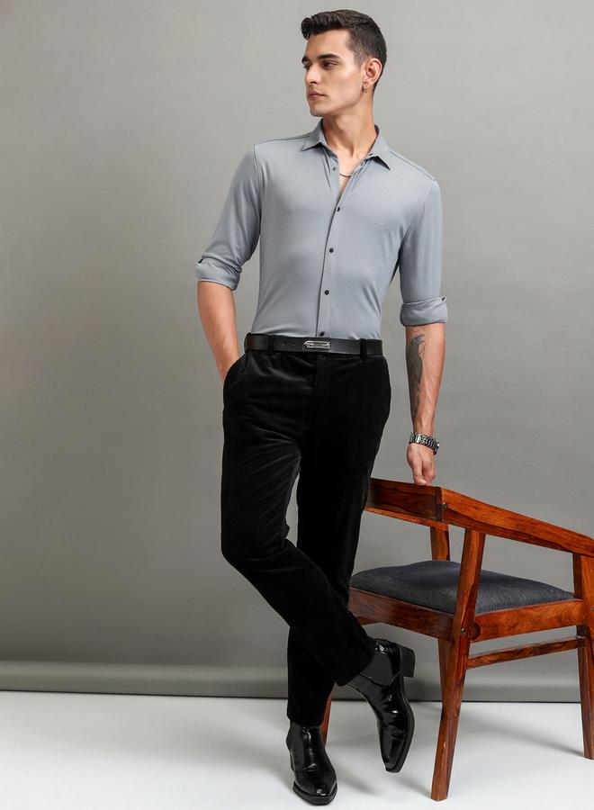 HIGHLANDER Solid Slim Fit Collared Shirt - Image 2