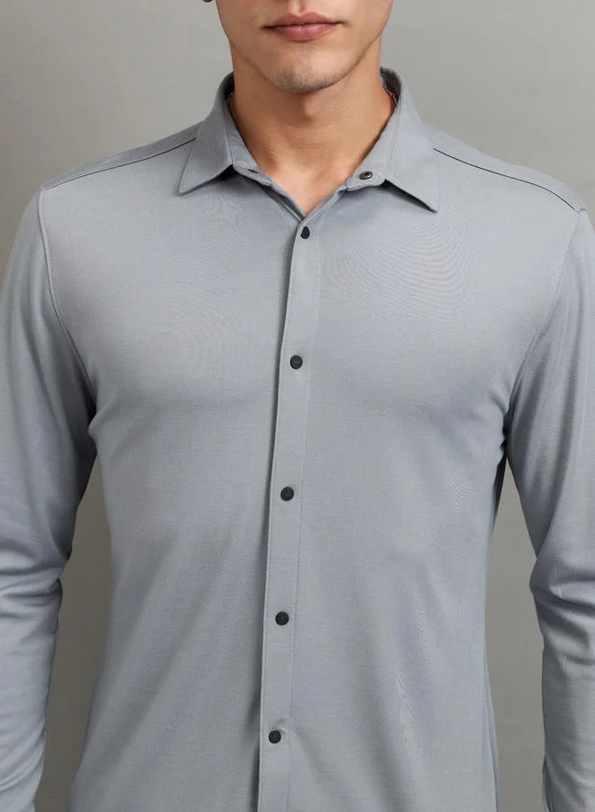HIGHLANDER Solid Slim Fit Collared Shirt by Styli