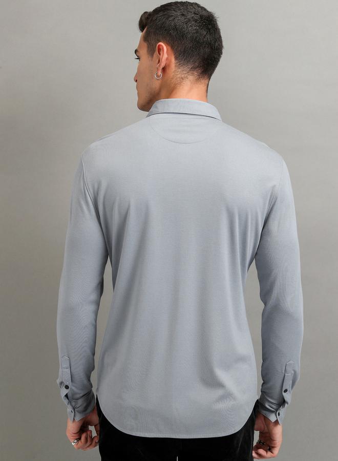 HIGHLANDER Solid Slim Fit Collared Shirt - Image 3