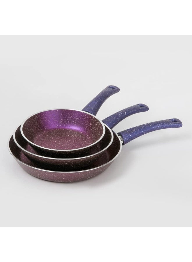 Bonera Granite Frying Pan Set - Turkish - 3 Pieces - Sizes 22, 26, 28 - Mauve - Image 1