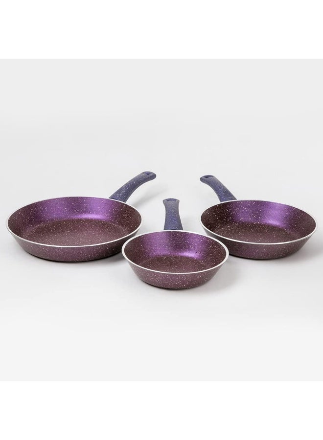Bonera Granite Frying Pan Set - Turkish - 3 Pieces - Sizes 22, 26, 28 - Mauve - Image 3