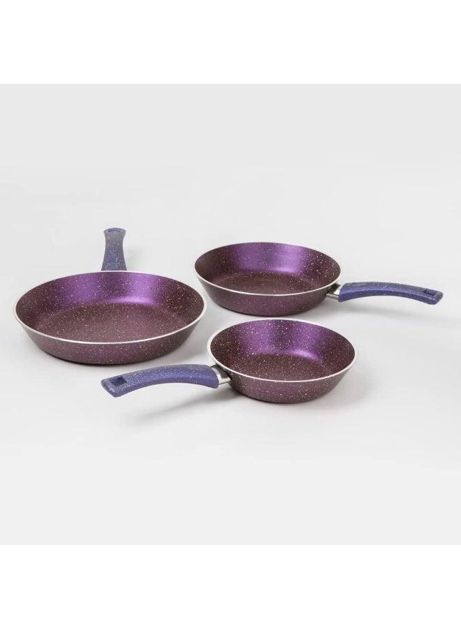 Bonera Granite Frying Pan Set - Turkish - 3 Pieces - Sizes 22, 26, 28 - Mauve - Image 2