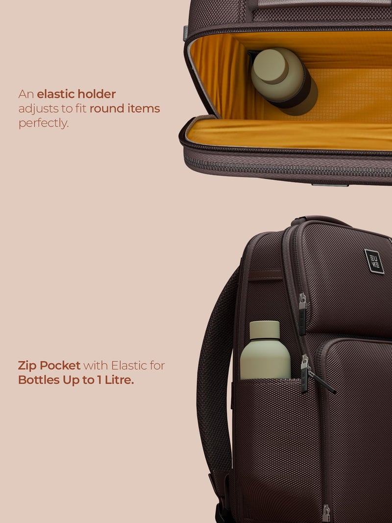 EUME Premium 15.6 in Laptop Bags for Men & Women Office Use | Stylish Backpack Bag | Spacious Backpack for Travelling | 24L Zenith Brown - Image 3