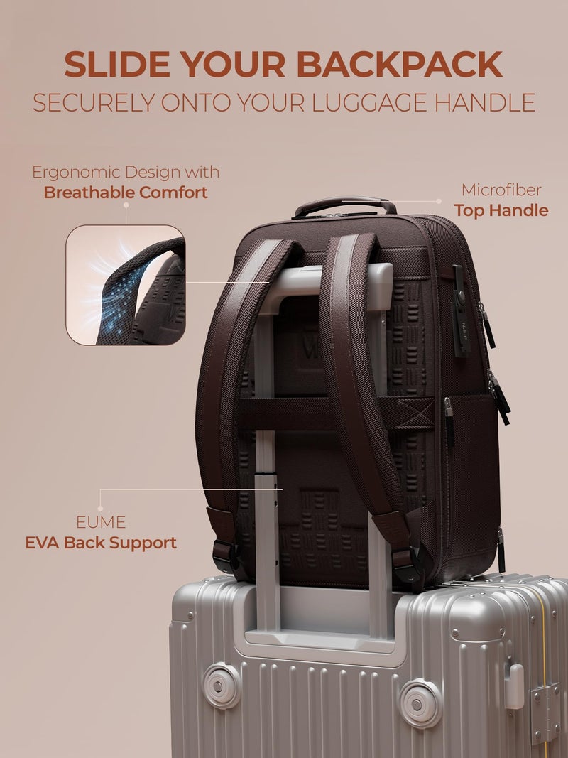 EUME Premium 15.6 in Laptop Bags for Men & Women Office Use | Stylish Backpack Bag | Spacious Backpack for Travelling | 24L Zenith Brown - Image 5