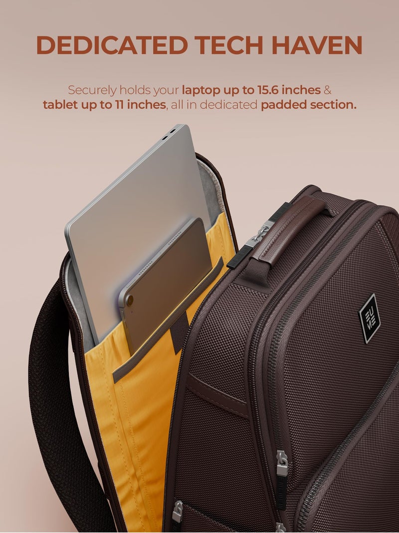 EUME Premium 15.6 in Laptop Bags for Men & Women Office Use | Stylish Backpack Bag | Spacious Backpack for Travelling | 24L Zenith Brown - Image 2