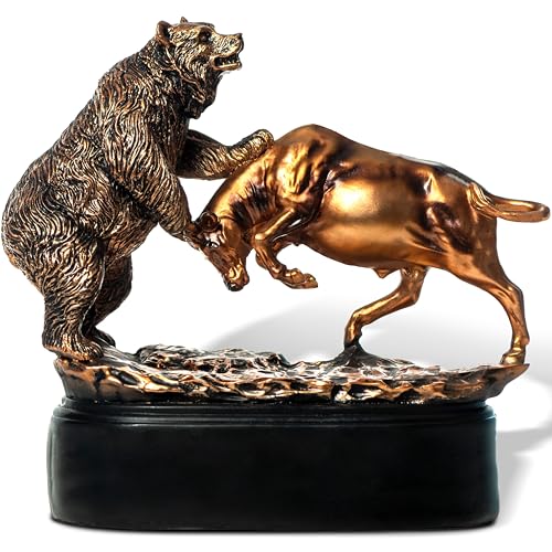 MEPERPER Bull and Bear Statue Wall Street Bull Statue Stock Broker Gifts Bulls and Bears Statue