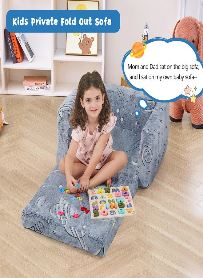 inhand Toddler Chair Comfy,2-in-1 Soft Toddler Couch Fold Out for Kids,Convertible Sofa to Lounger,Gift for Girls and Boys Birthday,Space,Large - Image 2