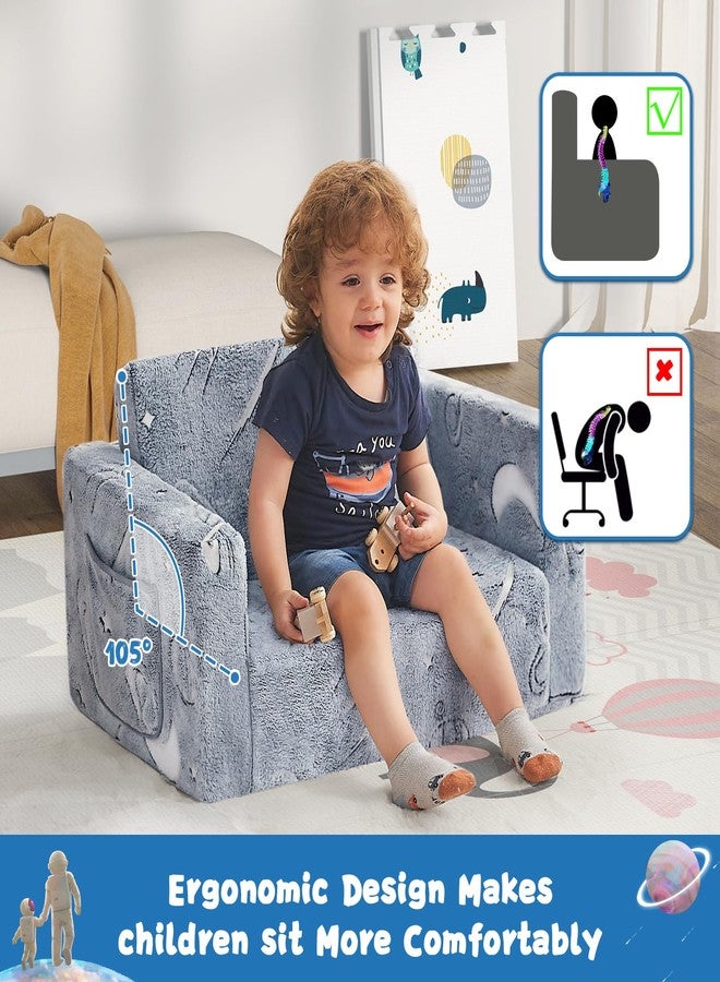 inhand Toddler Chair Comfy,2-in-1 Soft Toddler Couch Fold Out for Kids,Convertible Sofa to Lounger,Gift for Girls and Boys Birthday,Space,Large - Image 4
