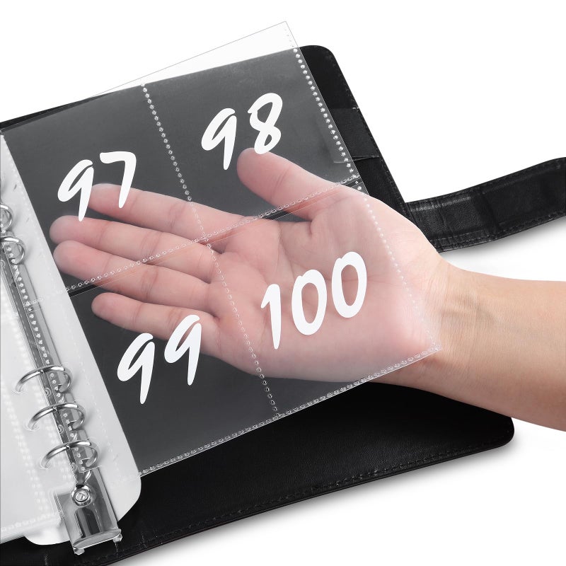 MUQING 100 Envelope Challenge Binder, 25 Sheets Silkscreen Numbers to 100, Not Stickers, Reusable Tracker, Easy and Fun 100 Envelopes Money Saving Challenge Save $5050, Budget Planner & Saving Money (Black) - Image 2