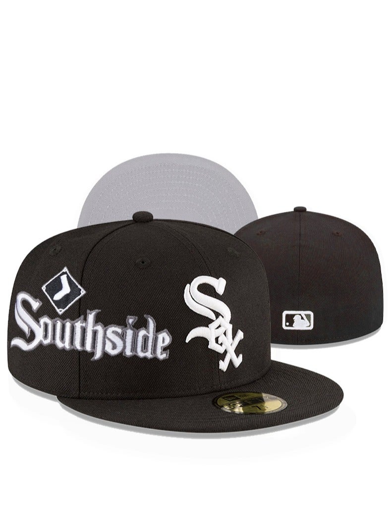 NEW ERA Chicago White Sox Baseball Cap, Southside Lettering + Classic Team Logo, Flat - Brim Hat - 61.5cm 