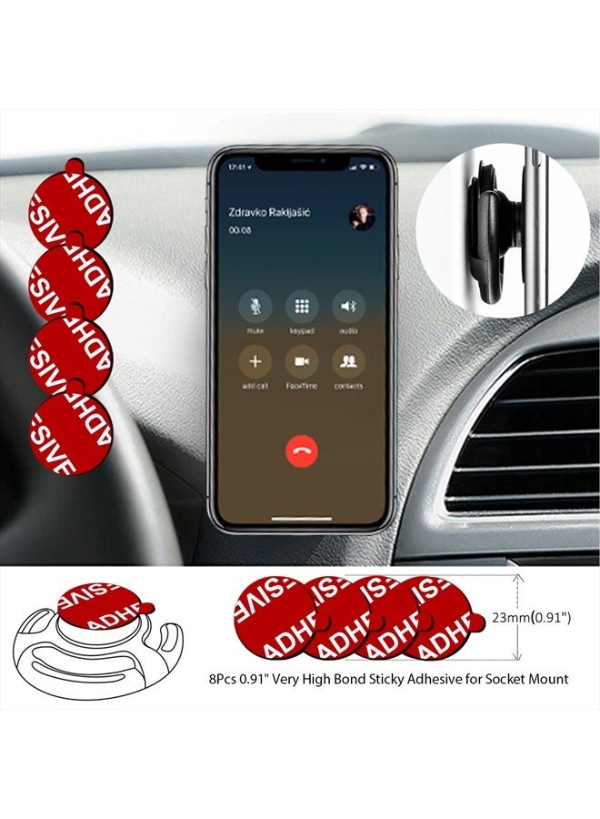 PKYAA 8 Pack Sticky Adhesive Compatible with Socket Mount Base, Double-Sided Replacement Tape for Car Magnetic Phone Holder, 4 Pack Sticker Pads for Collapsible Grip & Stand Base - Image 2