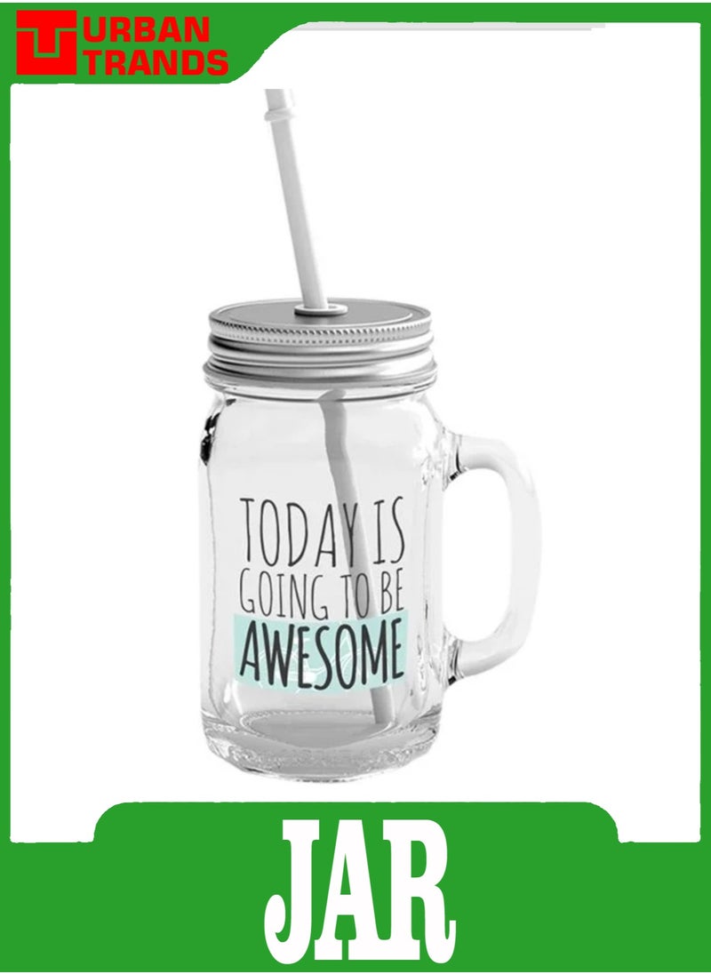 URBANTRANDS - Printed Jar With Straw - Image 1